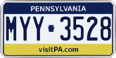 PA license plate MYY3528