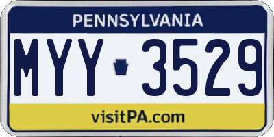 PA license plate MYY3529