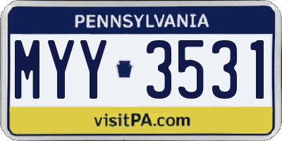 PA license plate MYY3531
