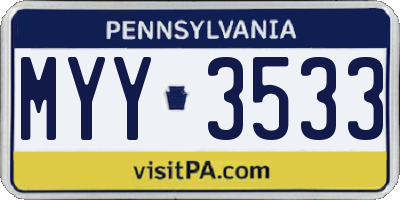 PA license plate MYY3533
