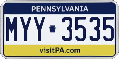 PA license plate MYY3535