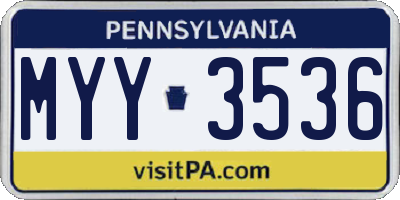 PA license plate MYY3536