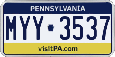 PA license plate MYY3537