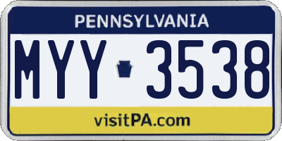 PA license plate MYY3538