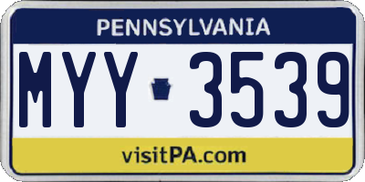 PA license plate MYY3539