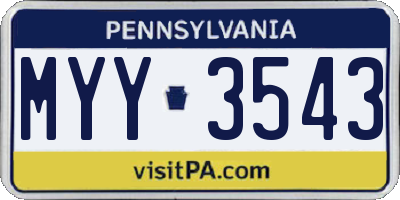 PA license plate MYY3543
