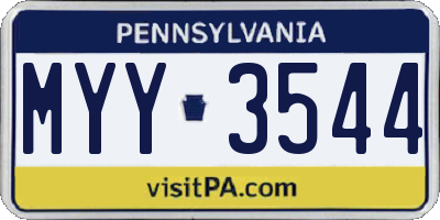 PA license plate MYY3544