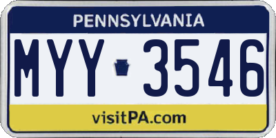 PA license plate MYY3546
