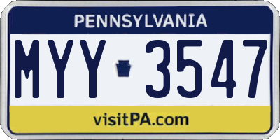 PA license plate MYY3547