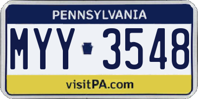 PA license plate MYY3548