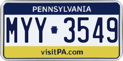 PA license plate MYY3549