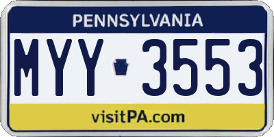 PA license plate MYY3553