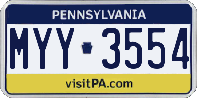 PA license plate MYY3554
