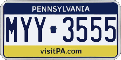 PA license plate MYY3555