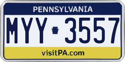 PA license plate MYY3557