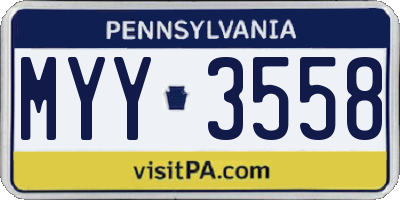 PA license plate MYY3558