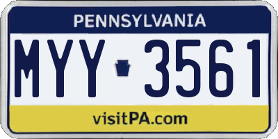 PA license plate MYY3561