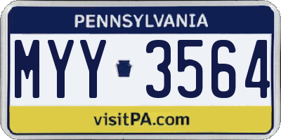 PA license plate MYY3564