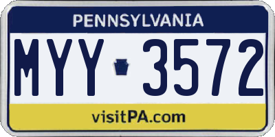 PA license plate MYY3572