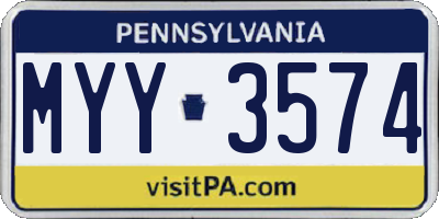 PA license plate MYY3574