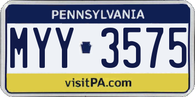 PA license plate MYY3575
