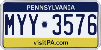 PA license plate MYY3576