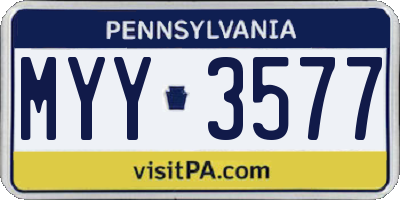 PA license plate MYY3577