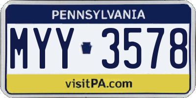PA license plate MYY3578