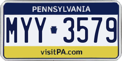 PA license plate MYY3579