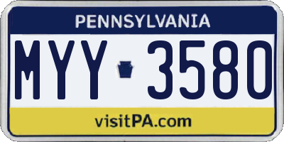PA license plate MYY3580