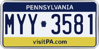 PA license plate MYY3581
