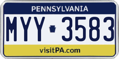 PA license plate MYY3583