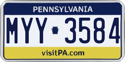 PA license plate MYY3584