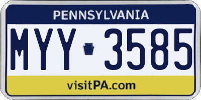 PA license plate MYY3585