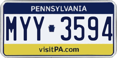 PA license plate MYY3594