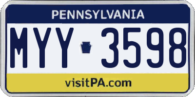 PA license plate MYY3598