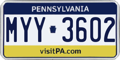 PA license plate MYY3602