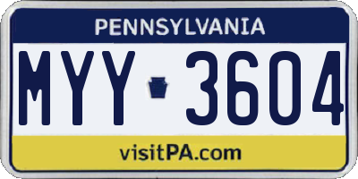 PA license plate MYY3604