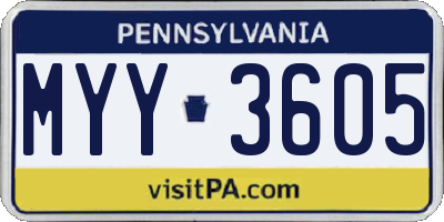PA license plate MYY3605