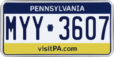 PA license plate MYY3607