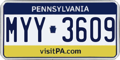 PA license plate MYY3609
