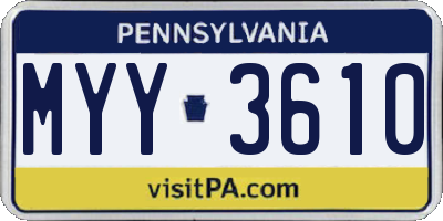 PA license plate MYY3610