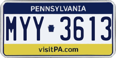 PA license plate MYY3613