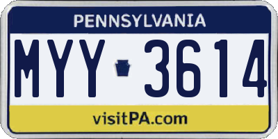 PA license plate MYY3614