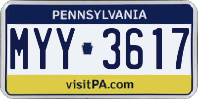PA license plate MYY3617