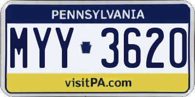 PA license plate MYY3620