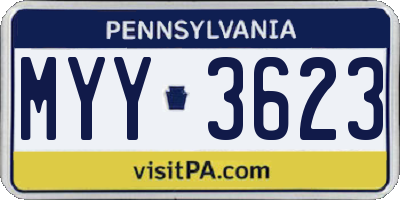 PA license plate MYY3623