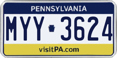 PA license plate MYY3624