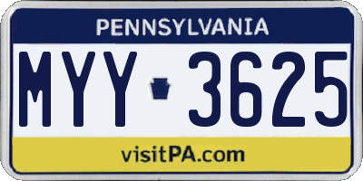 PA license plate MYY3625