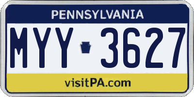 PA license plate MYY3627
